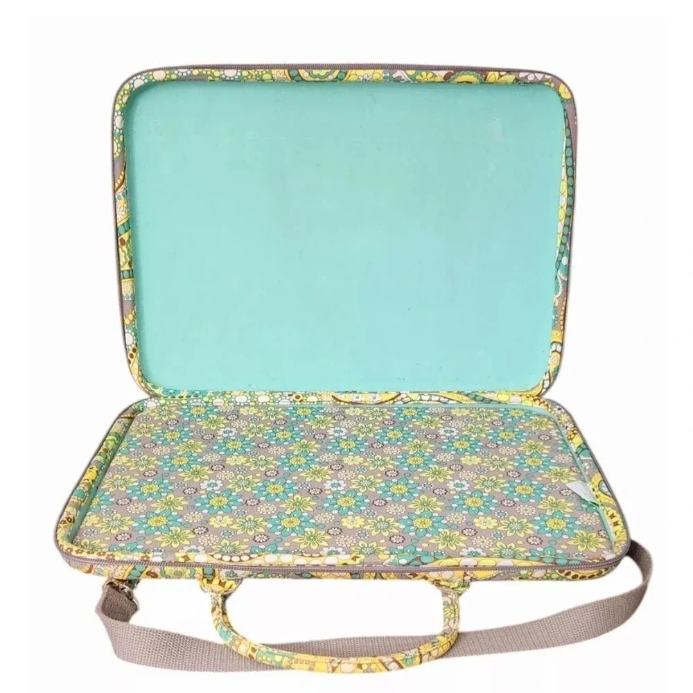 Vera Bradley Laptop‎ Hardshell Quilted Crossbody Bag Yellow Turquoise Paisley
